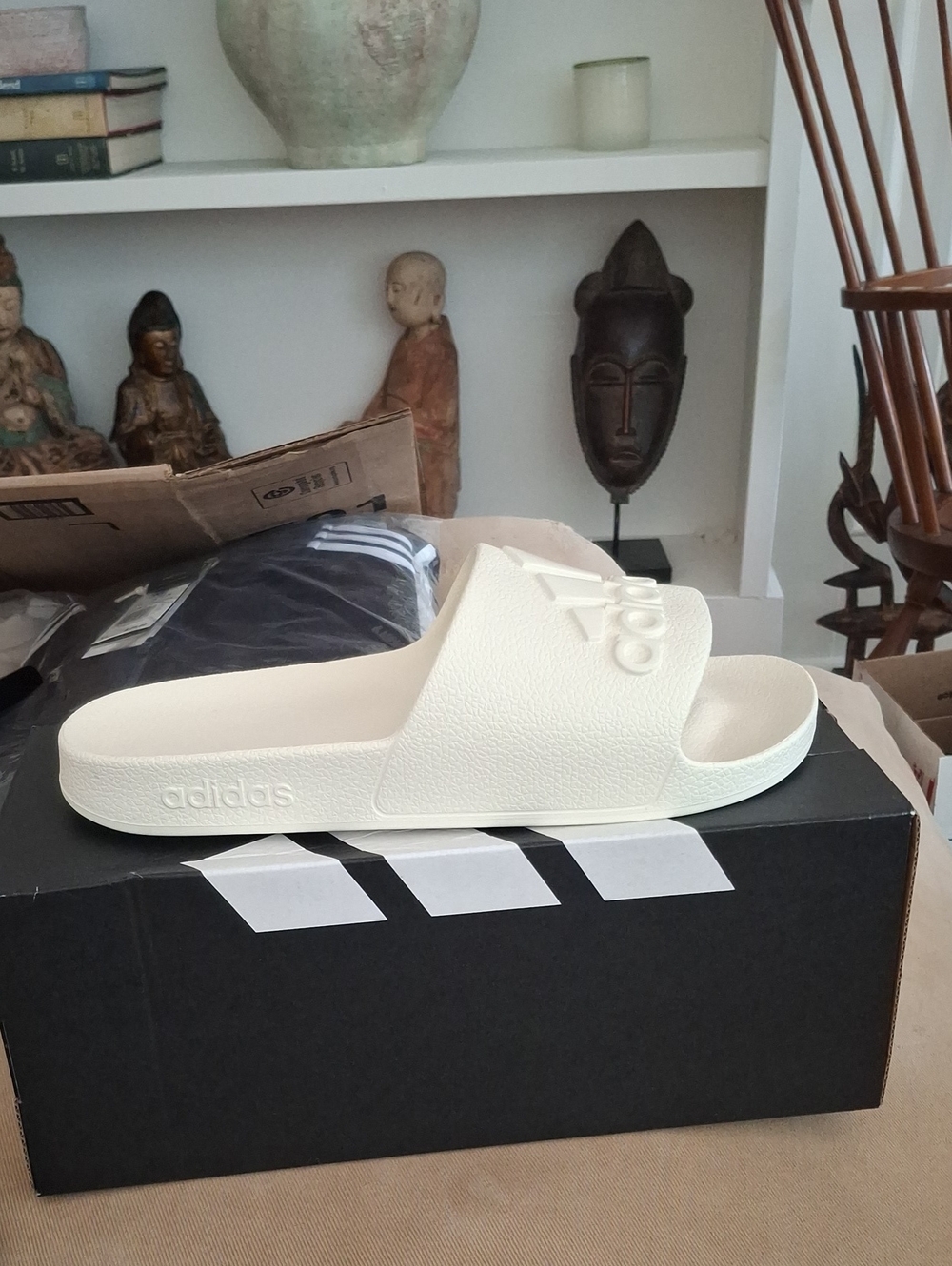 adidas Men’s Slide Sandal in Off-White Cream